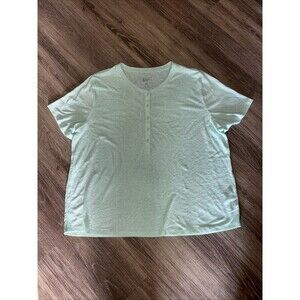 Candace Cameron Bure Summer Striped Linen Blend T-Shirt Aqua Size XL Modest